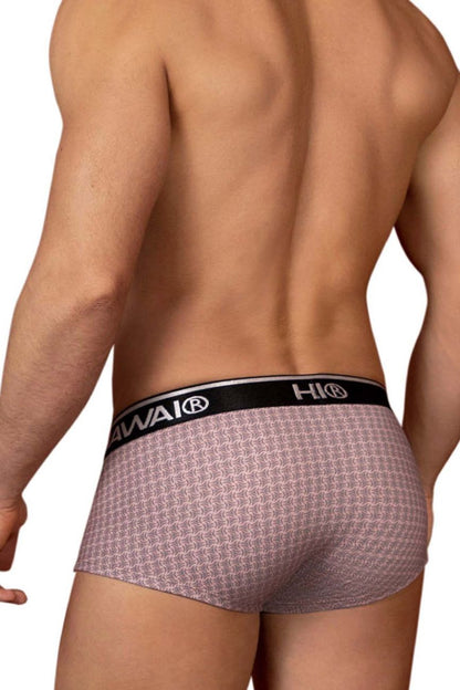 Pink patterned Hawai 42431 printed briefs in cocoa with a black waistband featuring the brand logo