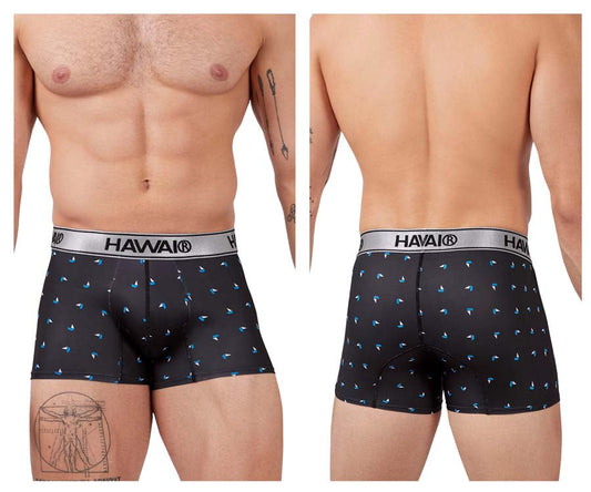 HAWAI 42470 Bedruckte Mikrofaser-Badehose, Farbe Schwarz