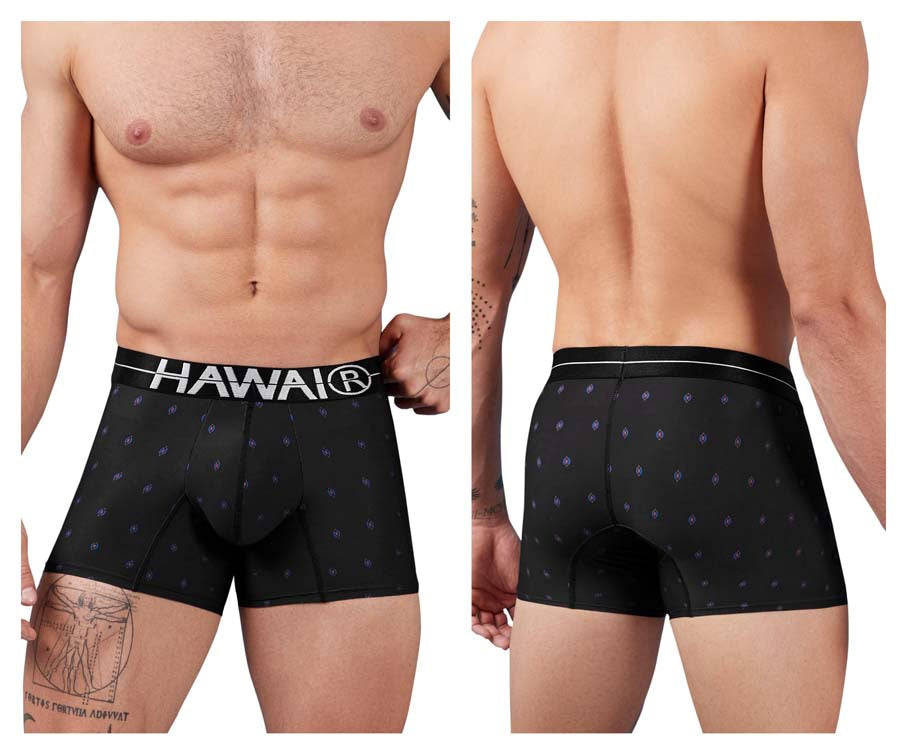 HAWAI 42520 Bedruckte Mikrofaser-Badehose, Farbe Schwarz