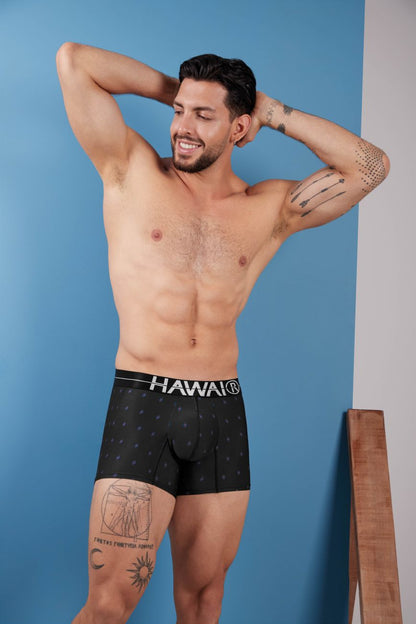 HAWAI 42520 Bedruckte Mikrofaser-Badehose, Farbe Schwarz