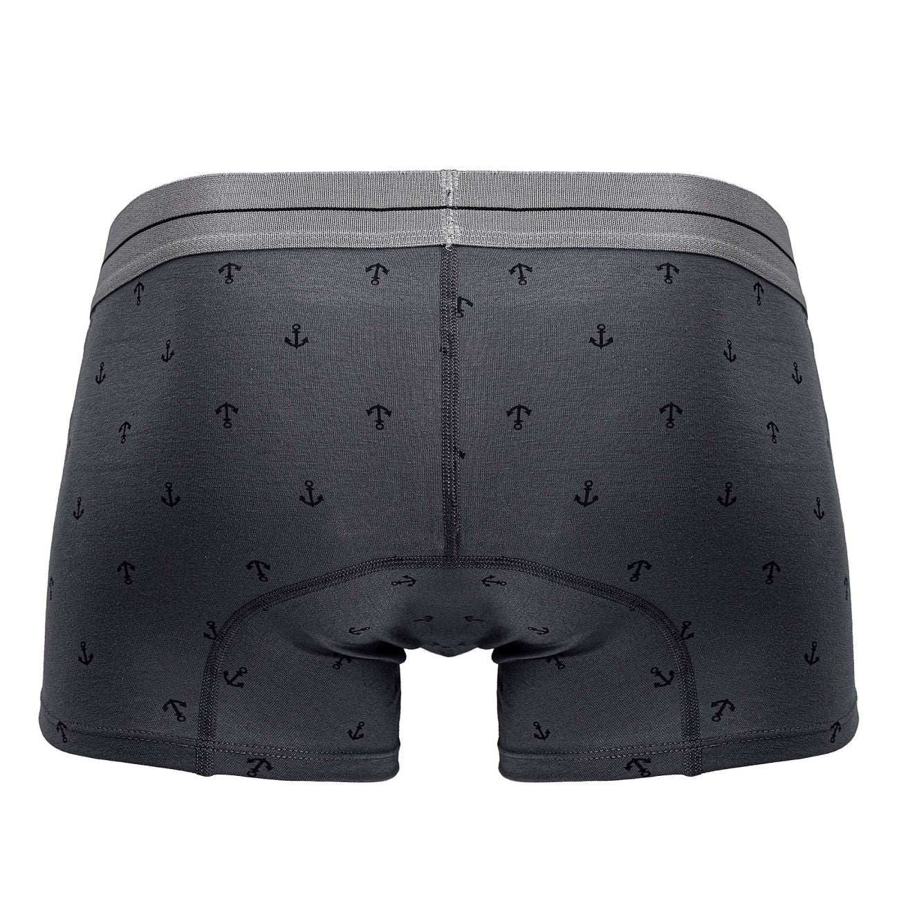 Dark gray cotton blend boxer briefs with subtle black anchor pattern and matching elastic waistband hawai 42521 trunks