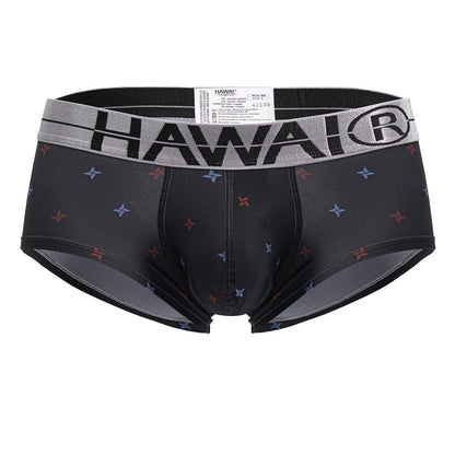 Black hawai 42530 printed microfiber men’s briefs in gray with gray waistband and red and blue star patterns