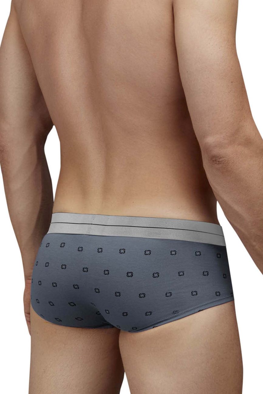 Gray men’s cotton blend briefs with subtle black geometric pattern and light gray waistband hawai 42531 color gray