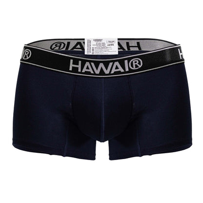 Black hawai brand dark blue cotton blend men’s boxer briefs with gray and black waistband and white logo