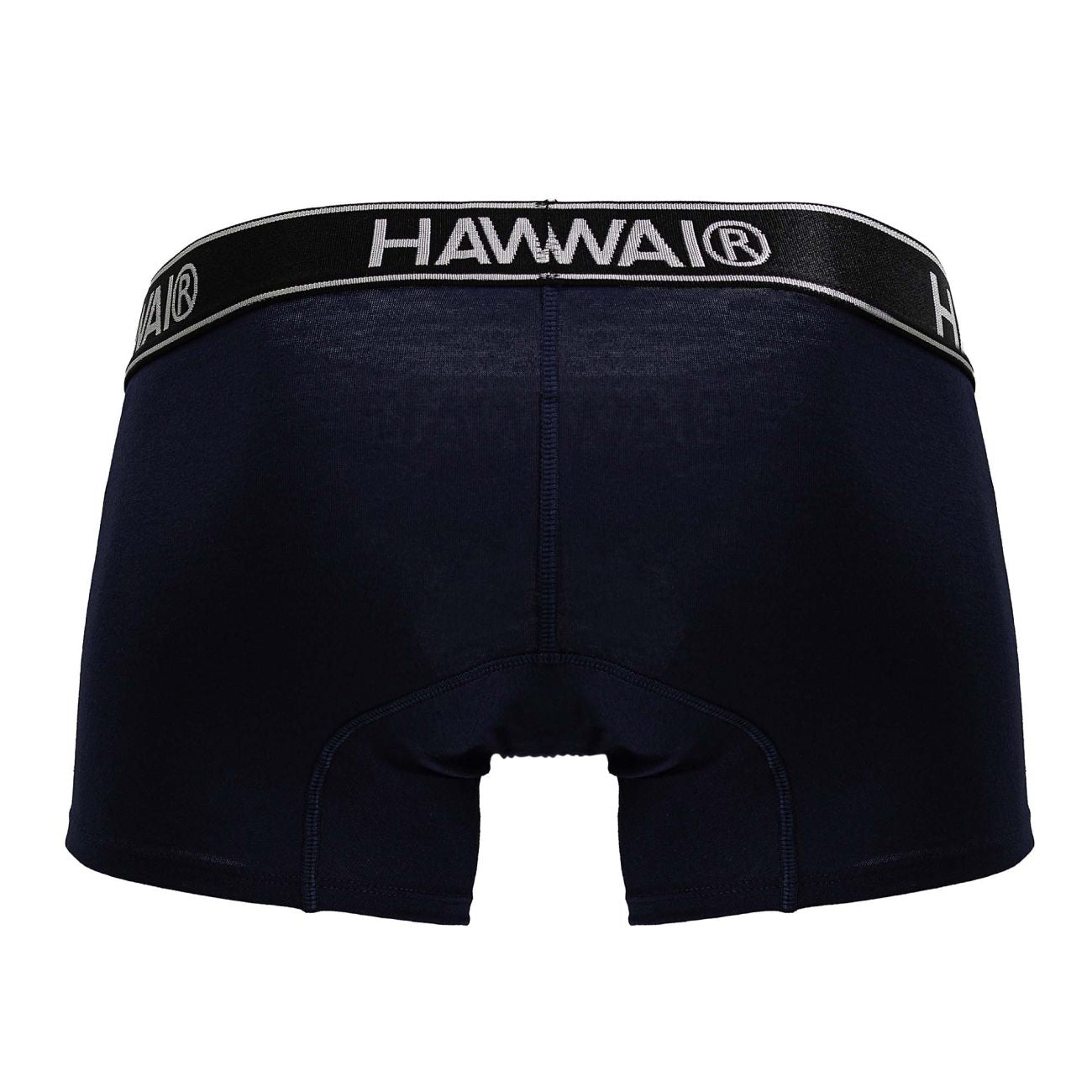 Black hawaii brand dark blue cotton blend briefs with contrasting white logo waistband front view