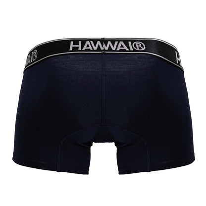 Black hawaii brand dark blue cotton blend briefs with contrasting white logo waistband front view
