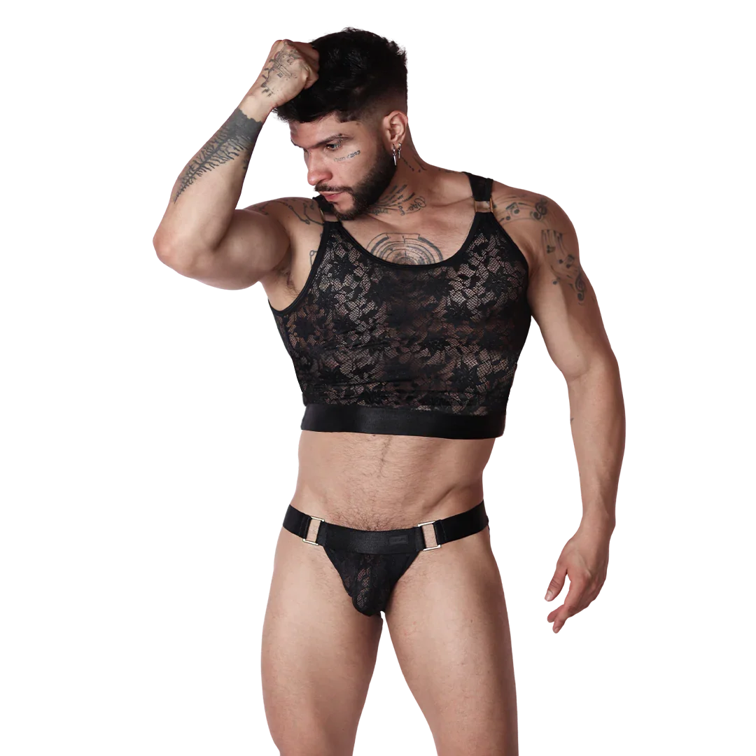 Gigo Illusion Black Crop Top