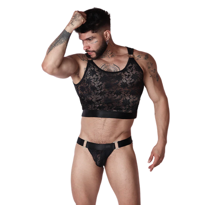 Gigo Illusion Black Crop Top