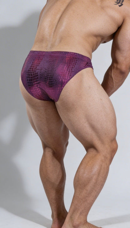 JJ Malibu Men's Metallica Brief with Bulge Pouch - Hot Pink Croc
