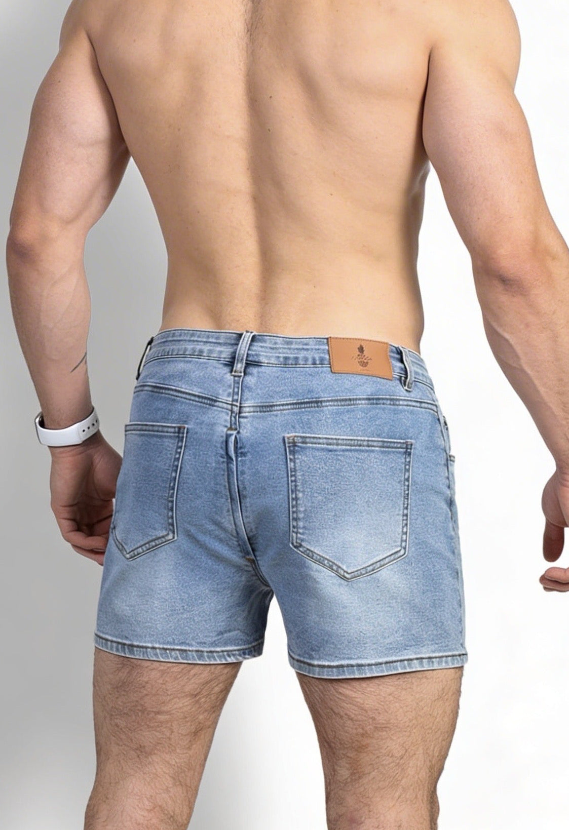 JJ Malibu Men's Peek-A-Boo Denim Shorts - Dark Blue