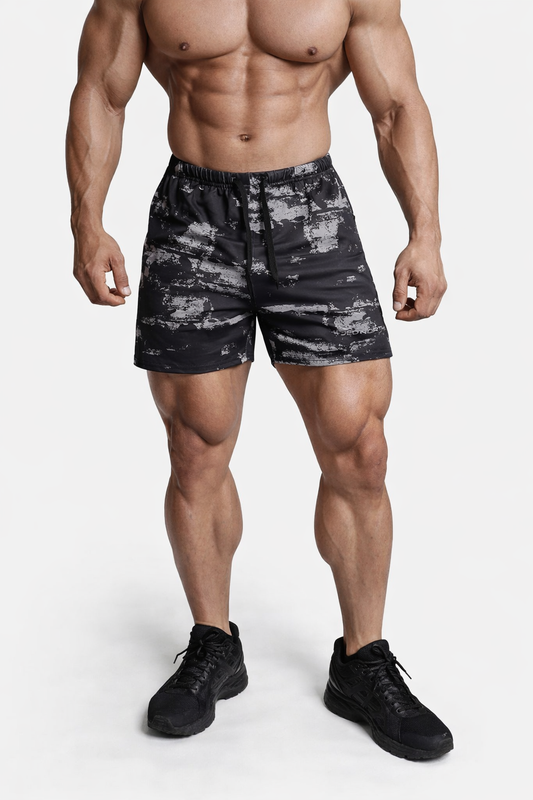 Jed North Men's Agile Bodybuilding 4'' Shorts w Zipper Pockets - Brushed Black