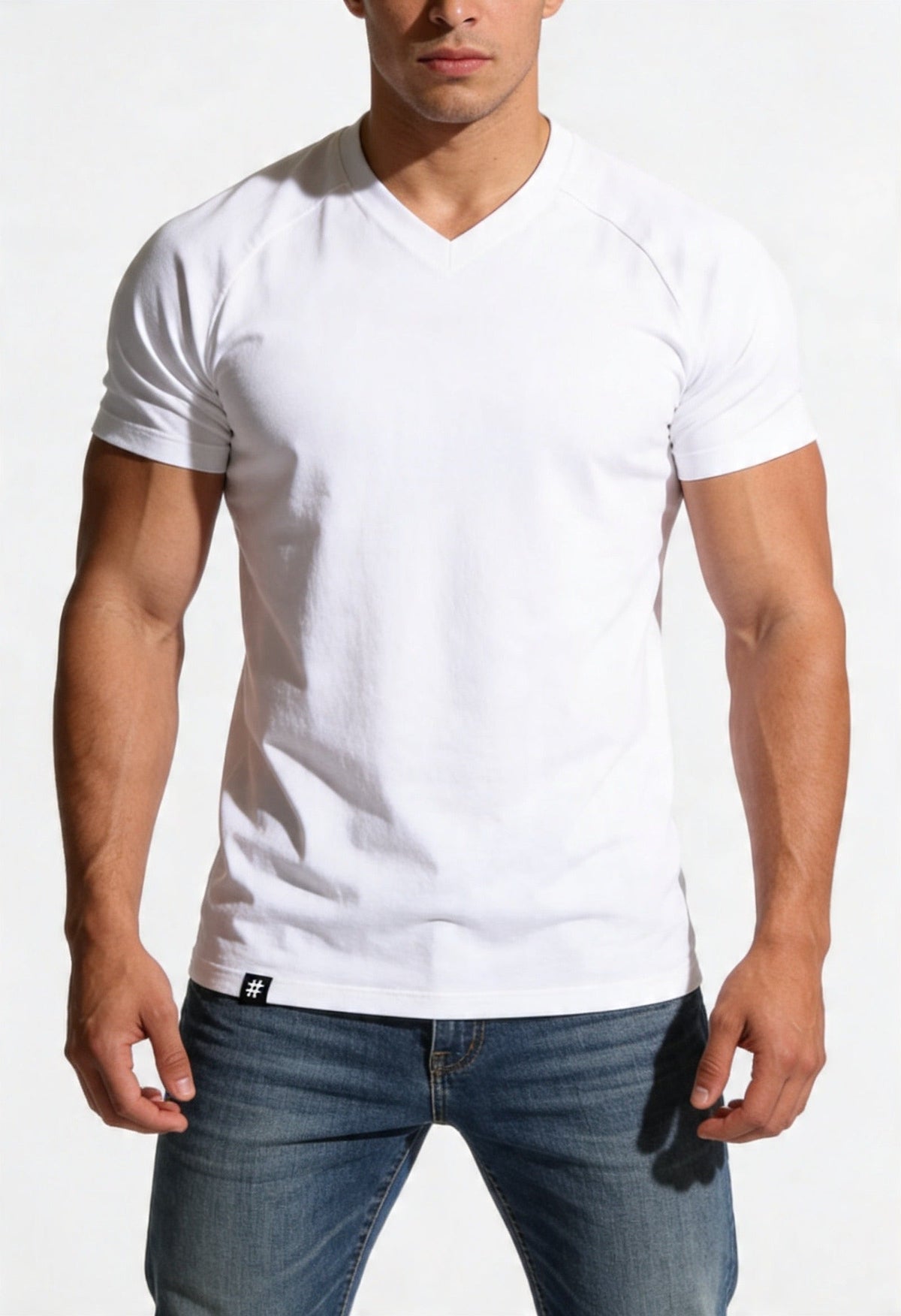Jed North Men's V Neck Muscle-Fit T-Shirt - White