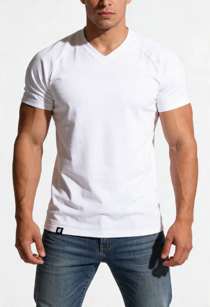 Jed North Men's V Neck Muscle-Fit T-Shirt - White