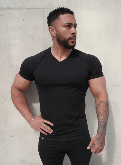 Jed North Men's V Neck Muscle-Fit T-Shirt - Black