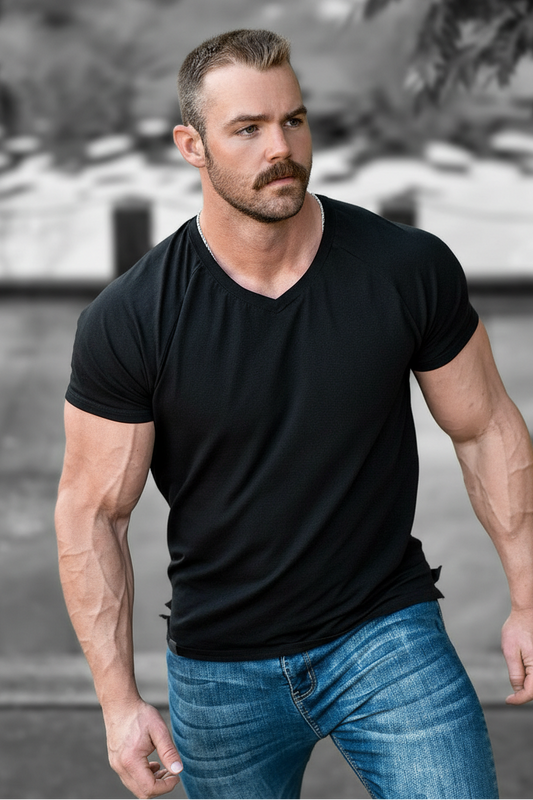 Jed North Men's V Neck Muscle-Fit T-Shirt - Black