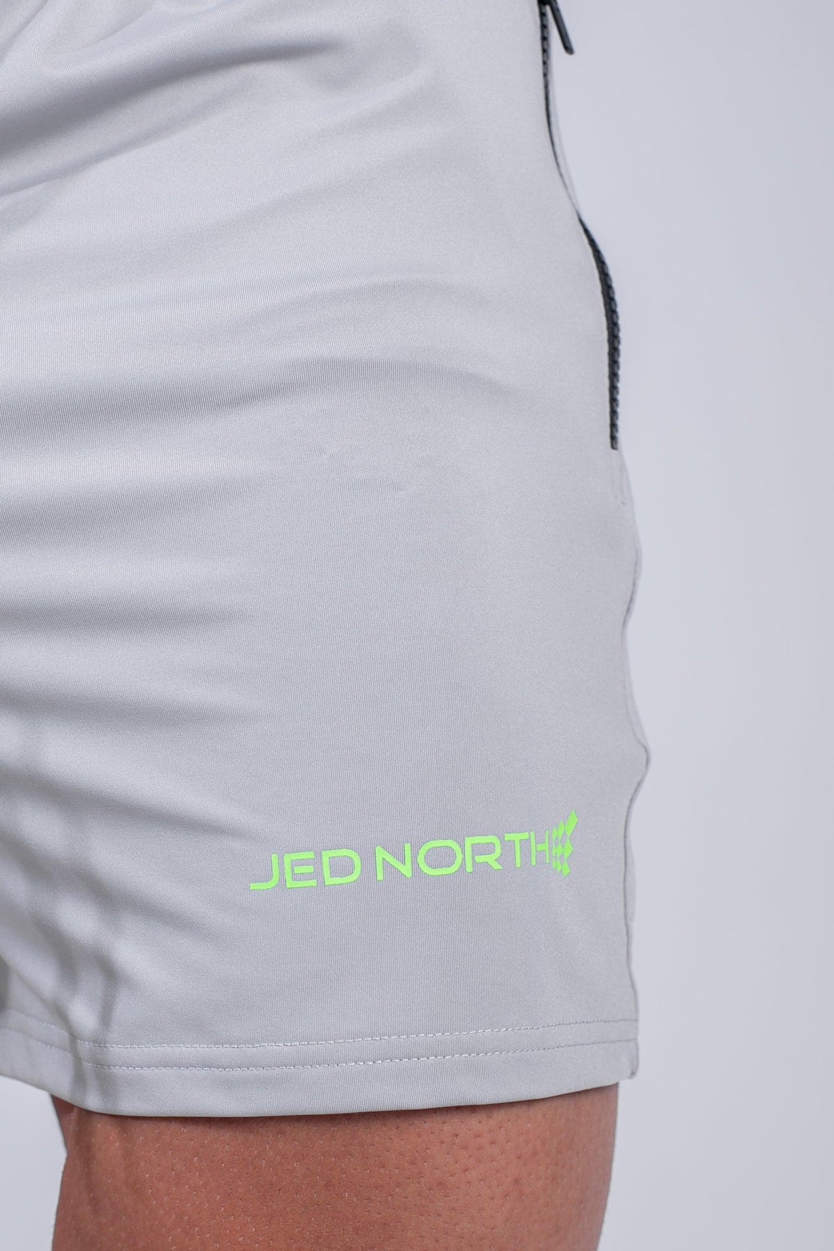 Jed North Men's Agile Bodybuilding 4'' Shorts w Zipper Pockets - Platinum Gray