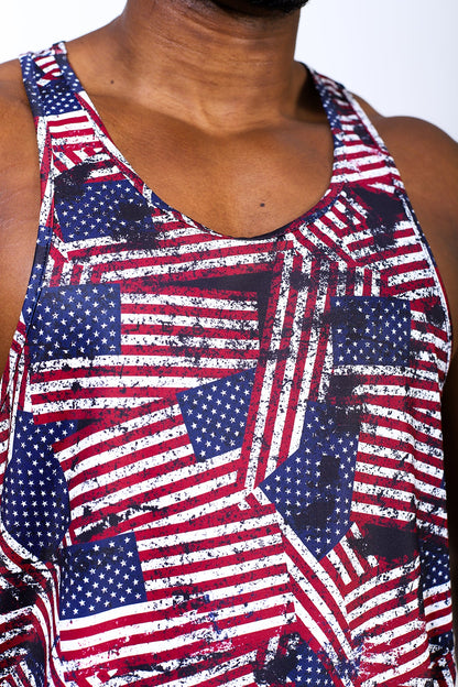 Jed North Men's Graphic Muscle Stringer - USA Flag