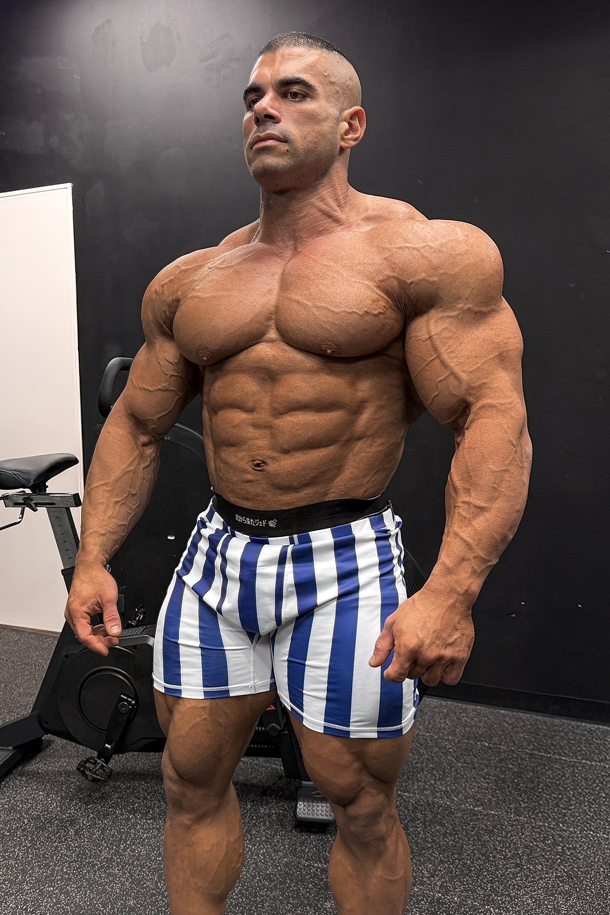 Jed North Men's Retro Bodybuilding Shorts - Blue & White