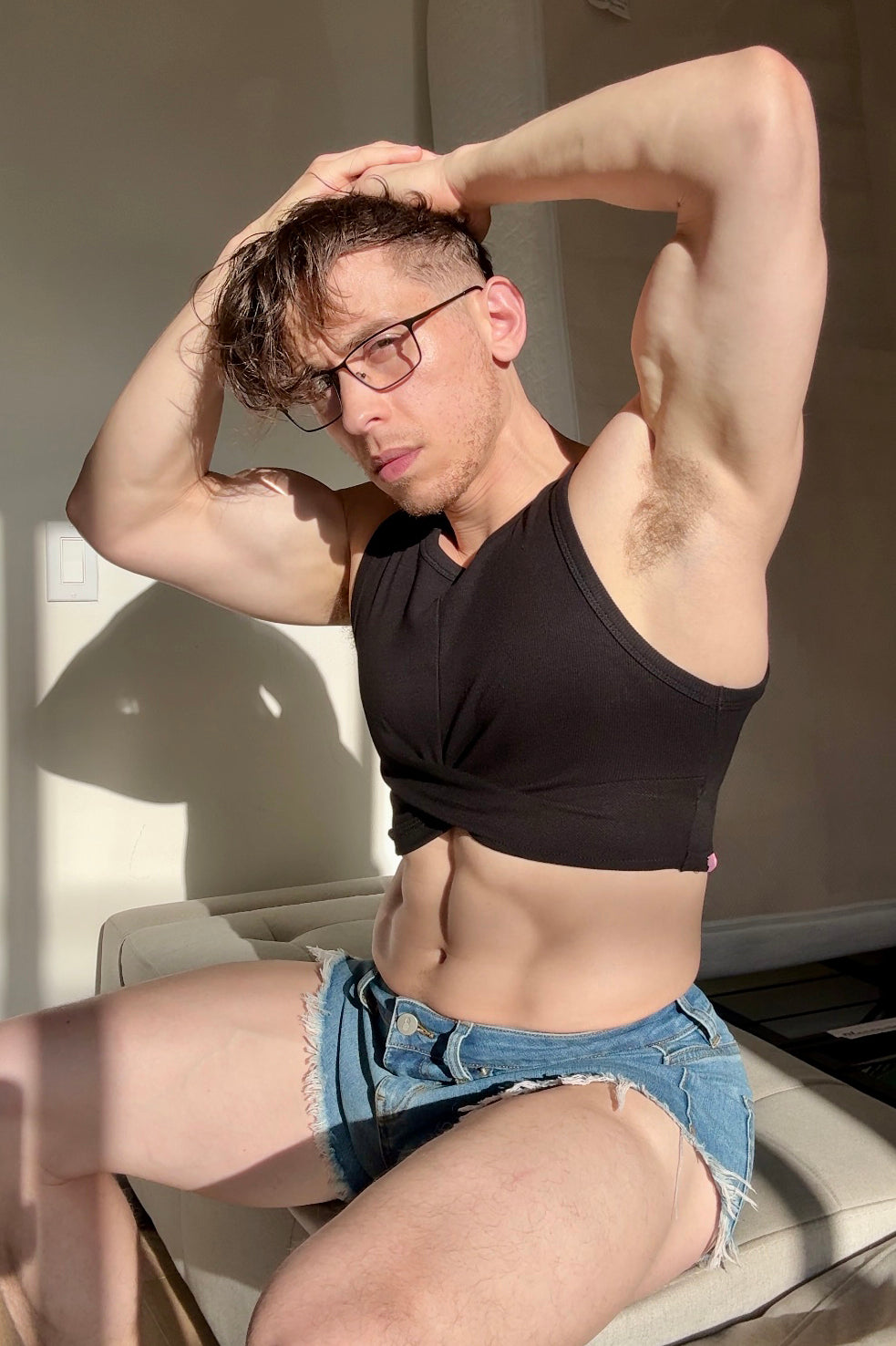JJ Malibu Men's Wrapped Up Ribbed Crop Tank - Black