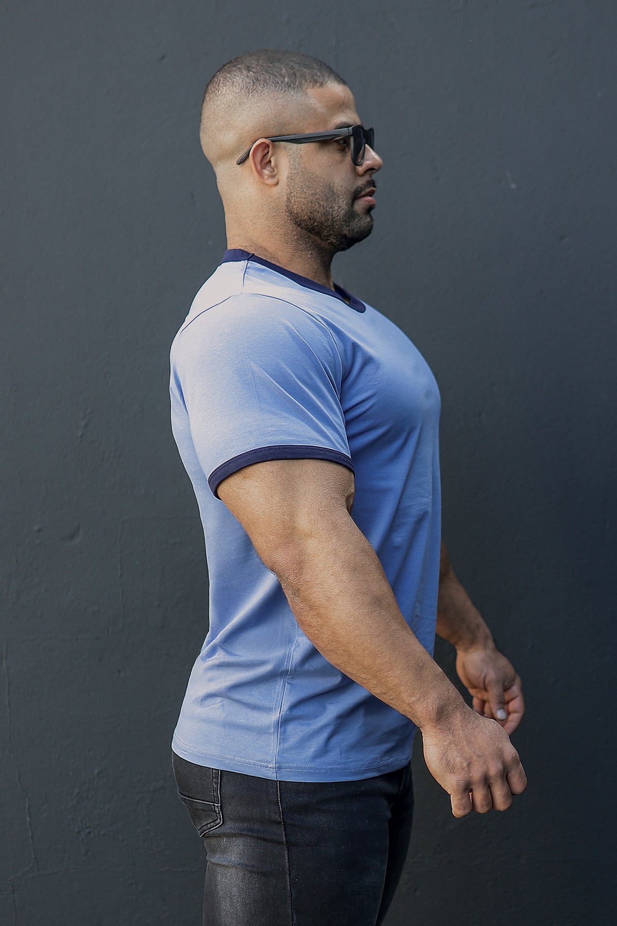 Jed North Men's Muscle-Fit Ringer T-Shirt - Electric Blue