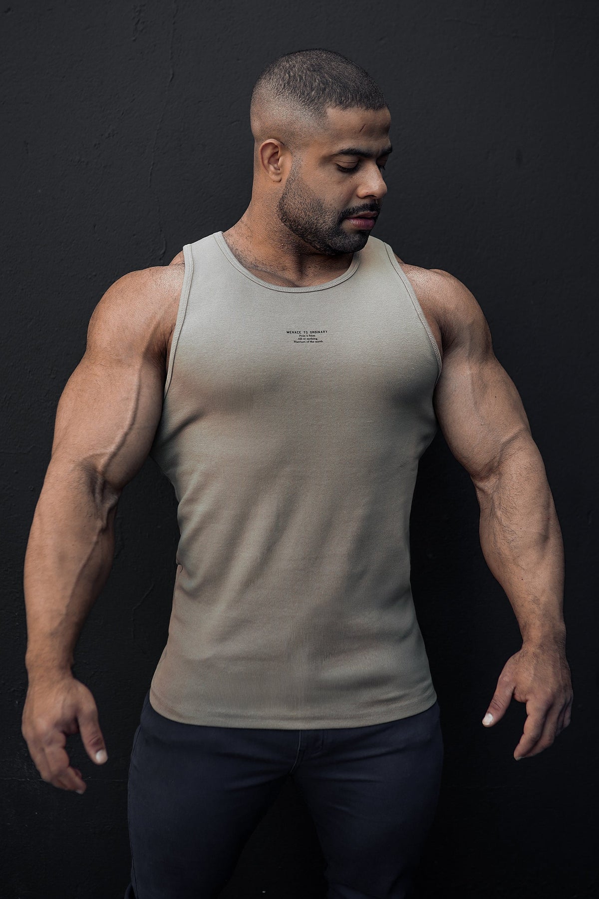 Jed North Men's Ribbed Muscle Tank Top - Khaki