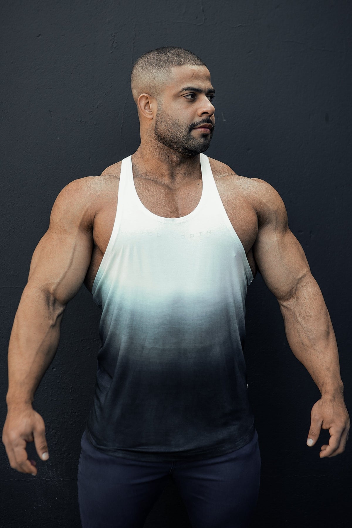 Jed North Men's Classic Bodybuilding Racerback Stringer - Black Ombre