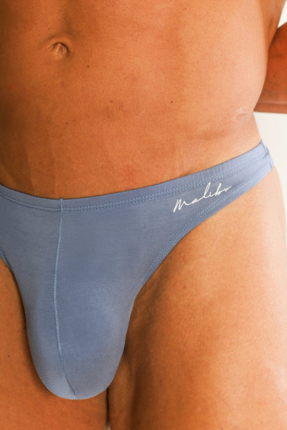 JJ Malibu Men's Premium Modal Scrunch-Back Thong  - Dusty Blue