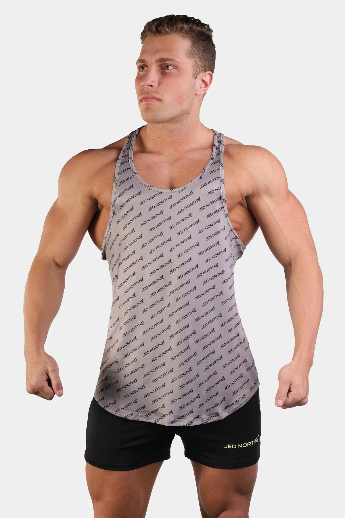 Jed North Men's Graphic Muscle Stringer - Gray JN Logo