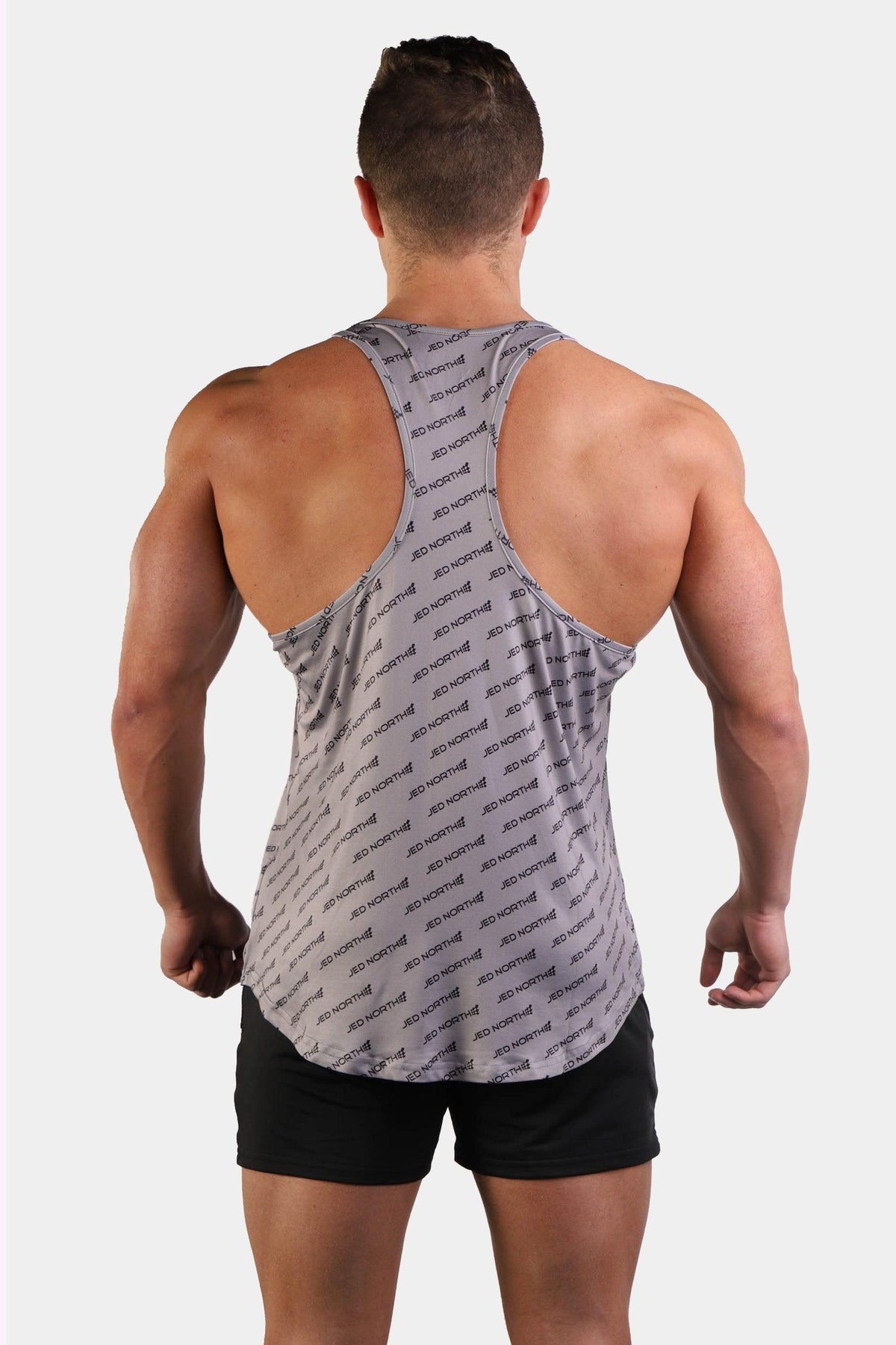Jed North Men's Graphic Muscle Stringer - Gray JN Logo