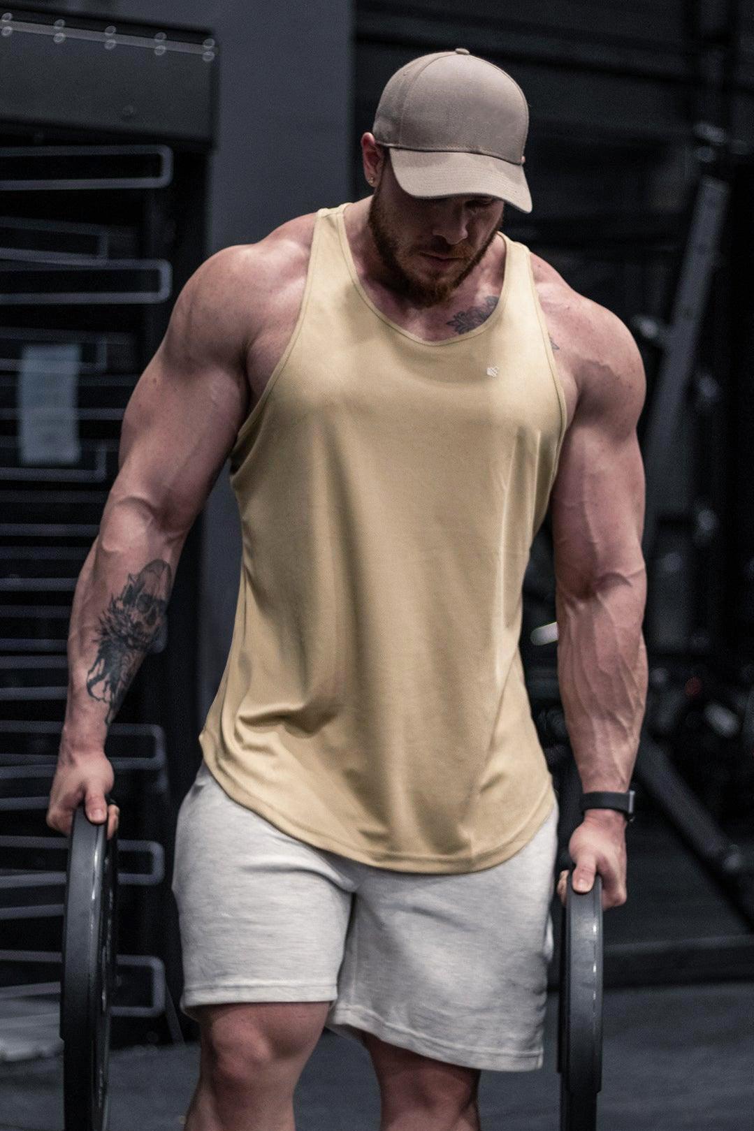 Jed North Men's Fast-Dry Bodybuilding Workout Stringer - Khaki