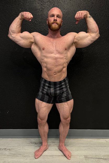 Jed North Men's Retro Bodybuilding Shorts - Black & Gray