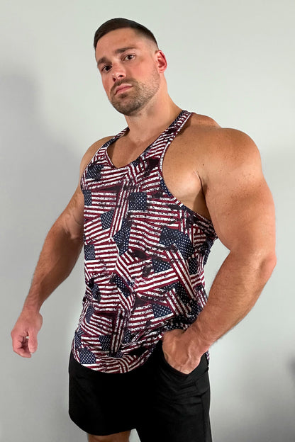 Jed North Men's Graphic Muscle Stringer - USA Flag