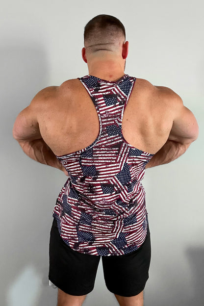 Jed North Men's Graphic Muscle Stringer - USA Flag