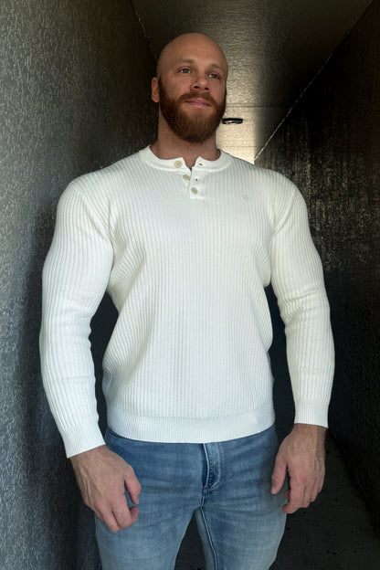 Jed North Men's Classic Henley Sweater - Cream