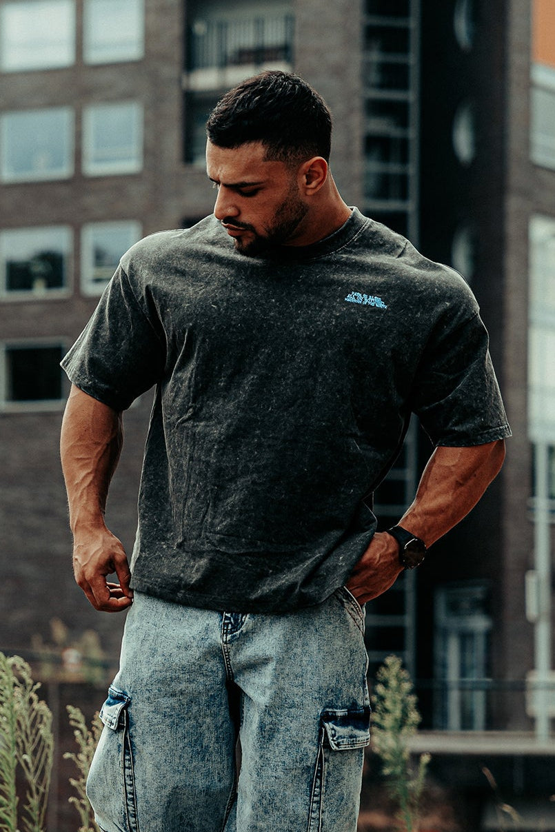 Jed North Men's Vintage Washed Oversized T-Shirt - Charcoal Black