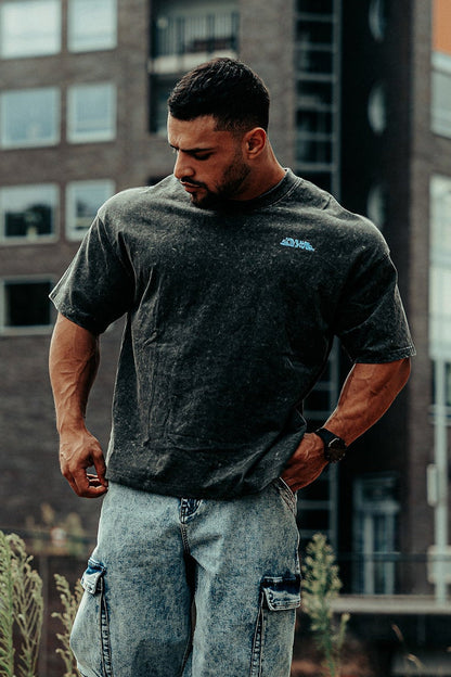 Jed North Men's Vintage Washed Oversized T-Shirt - Charcoal Black
