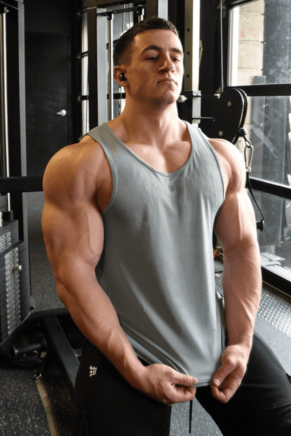 Jed North Men's Alpha Microfiber Fast-Dry Gym Tank Top - Polar Silver