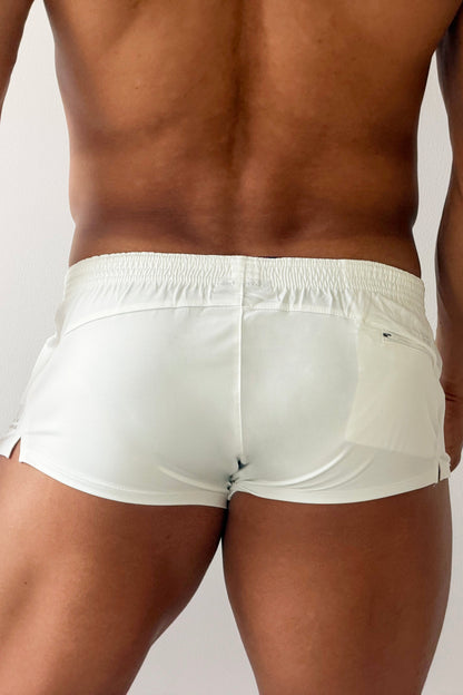 JJ Malibu Men's Stretch-It 2" Athletic Short Shorts - Off White