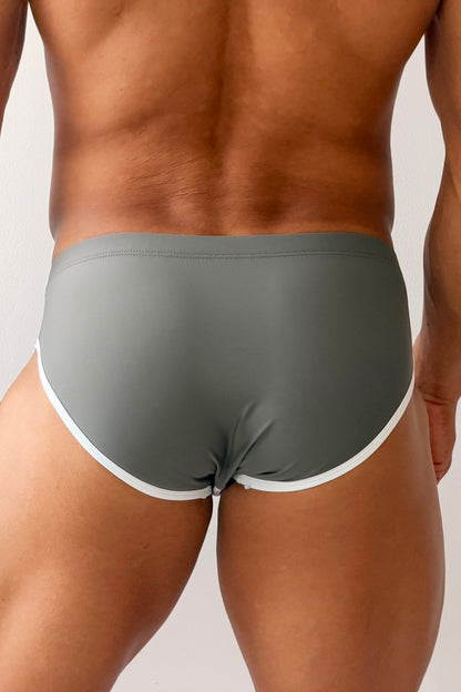 JJ Malibu Men's Unzip Me Swim Briefs - Espresso