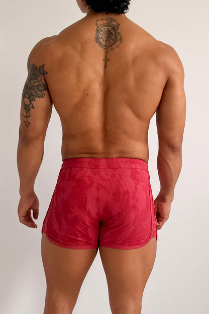 JJ Malibu Men's City Fit Drawstring Short Shorts - Strawberry Red