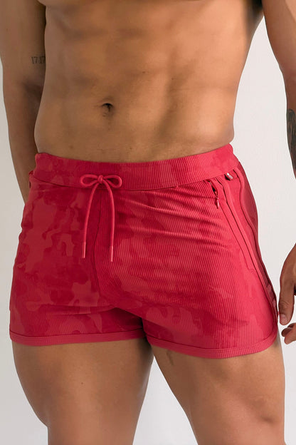 JJ Malibu Men's City Fit Drawstring Short Shorts - Strawberry Red