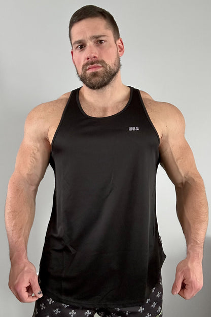 Jed North Men's Fast-Dry Bodybuilding Workout Stringer - Black USA Logo