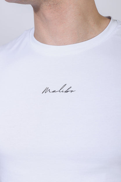JJ Malibu Men's Muscle-Fit Crop Half-Sleeve Tee - White