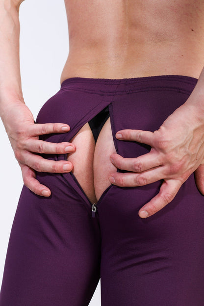 JJ Malibu Men's Peek-A-Boo Joggers - Plum Purple