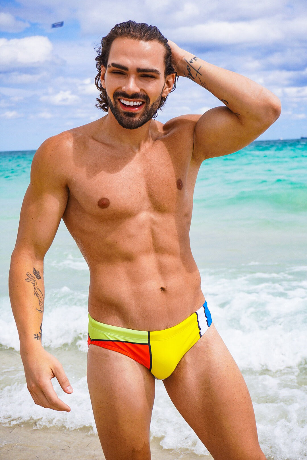 Maris Equi ModRian Men's Mondrian Inspired Swim Briefs