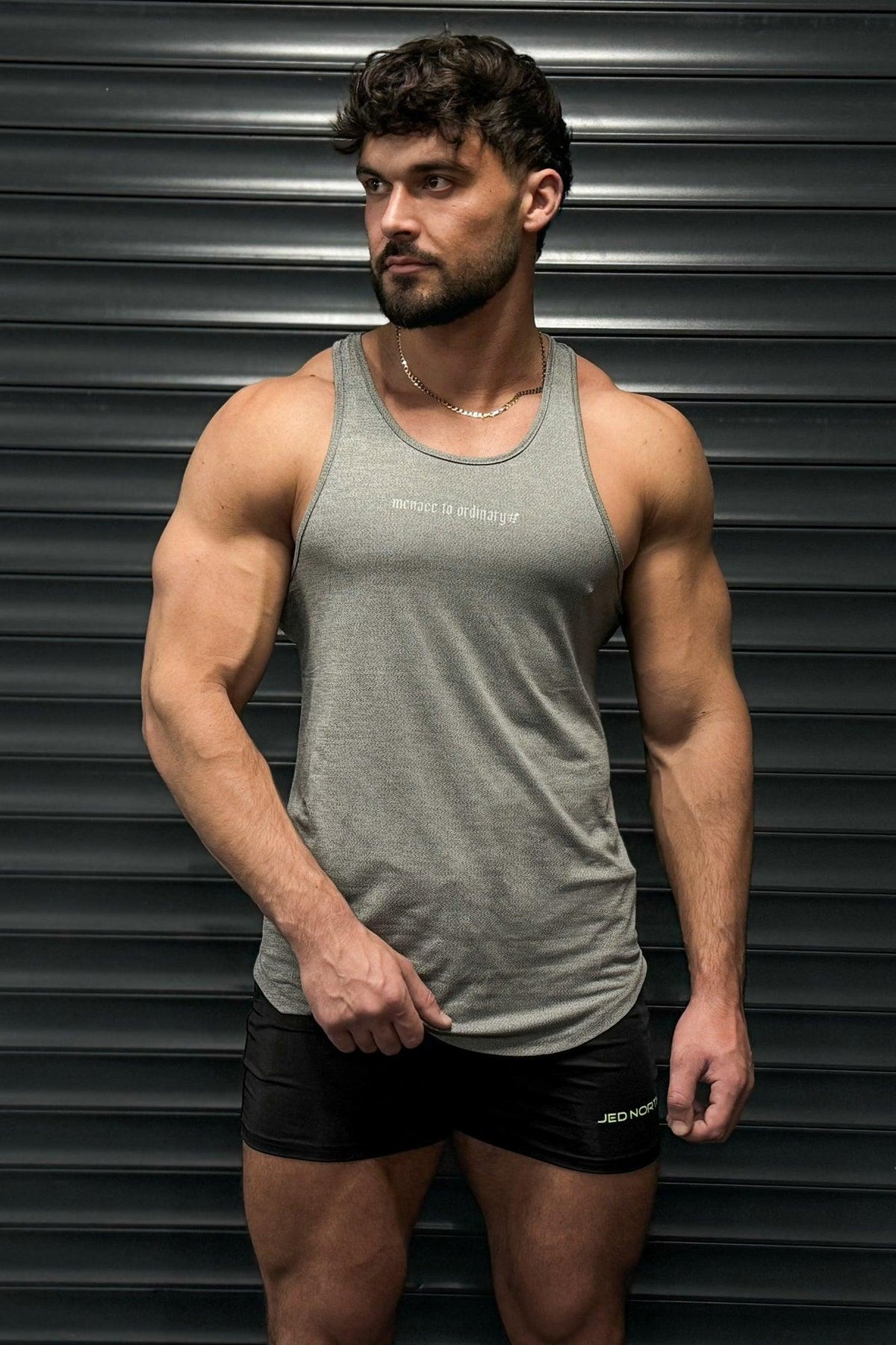 Jed North Men's Performance Max Bodybuilding Stringer  - Heather Gray