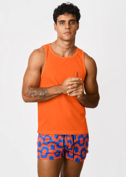 CA-RIO-CA ORANGE & BLUE PAVEMENT SHORTS - Italian Shorts