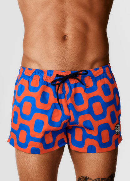 CA-RIO-CA ORANGE & BLUE PAVEMENT SHORTS - Italian Shorts