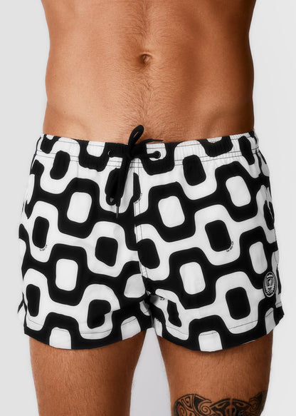 CA-RIO-CA Black & White Pavement Shorts - Italian Shorts
