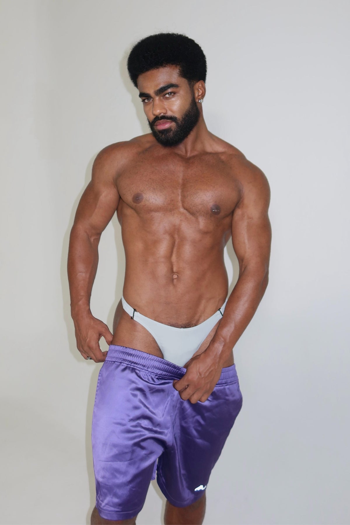 JJ Malibu Men's ShimmerFlex Active Shorts - Plum